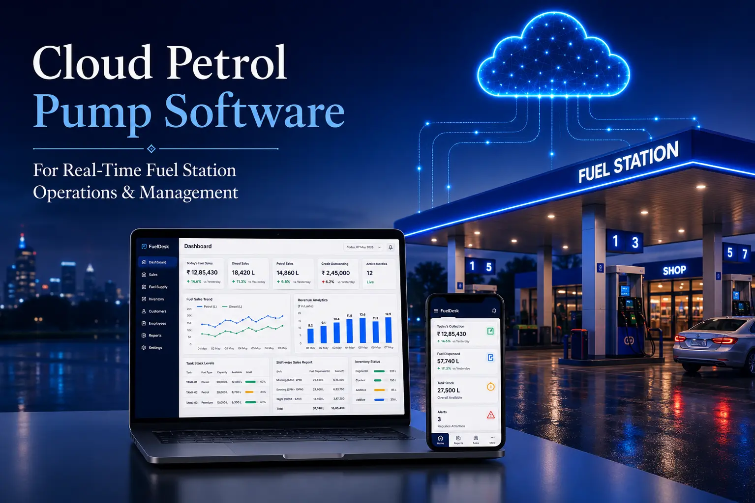 Cloud petrol pump software for real-time fuel station operations and management